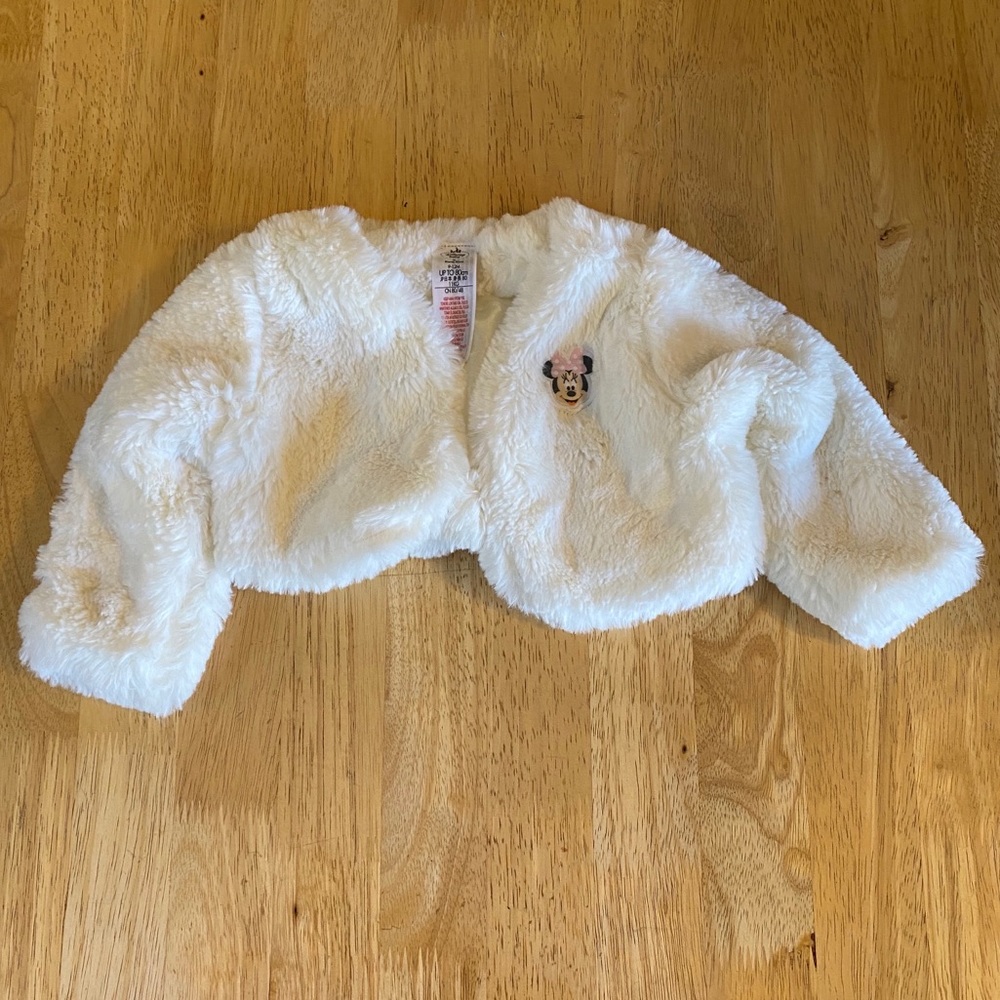 Disney Baby White Faux Fur Minnie Mouse Shrug